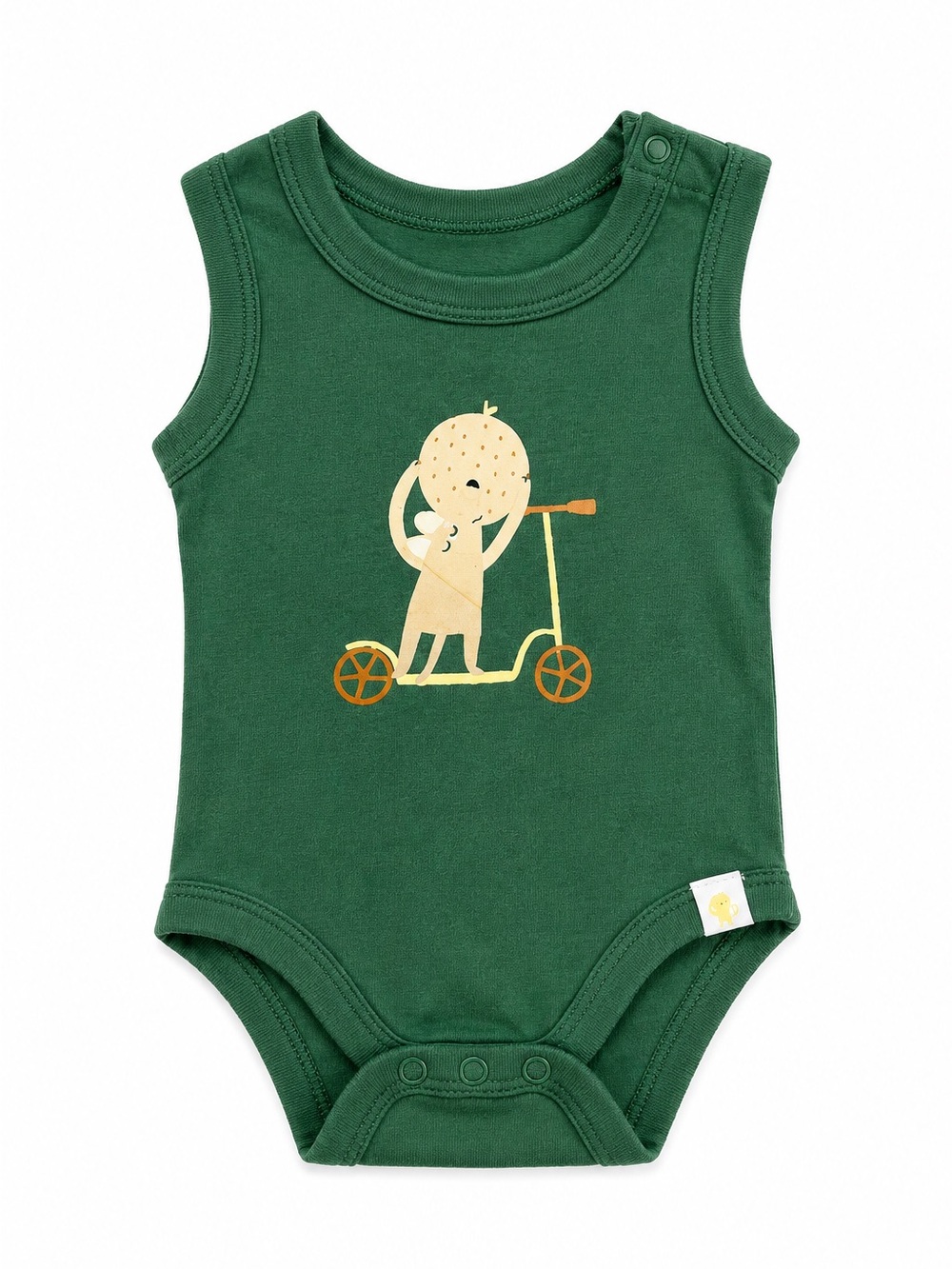 Little Earth Dark Green Baby Tank Onesie with Pink Dino Print